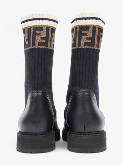 Fendi Rockoko Boots Black / Brown Leather EU 38 UK 5