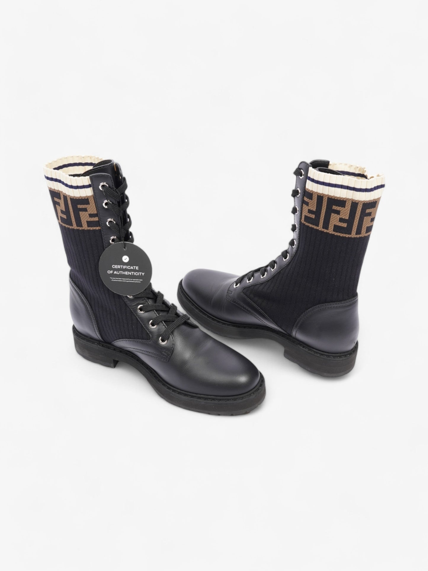 Fendi Rockoko Boots Black / Brown Leather EU 38 UK 5