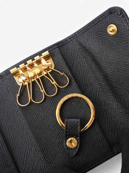 Prada Key Holder Black Saffiano Leather