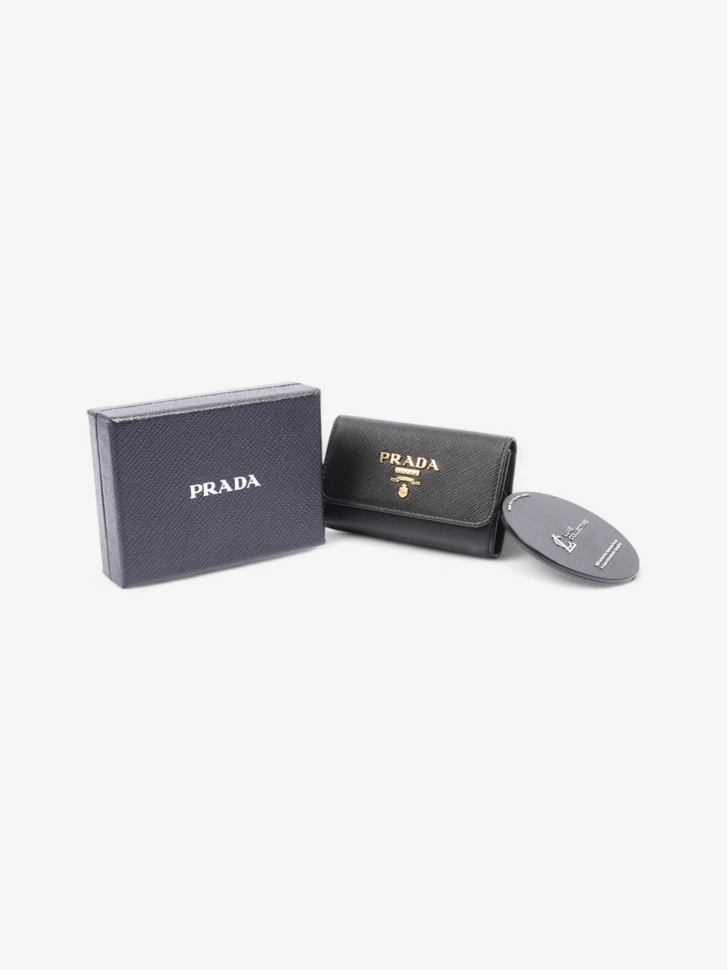Prada Key Holder Black Saffiano Leather
