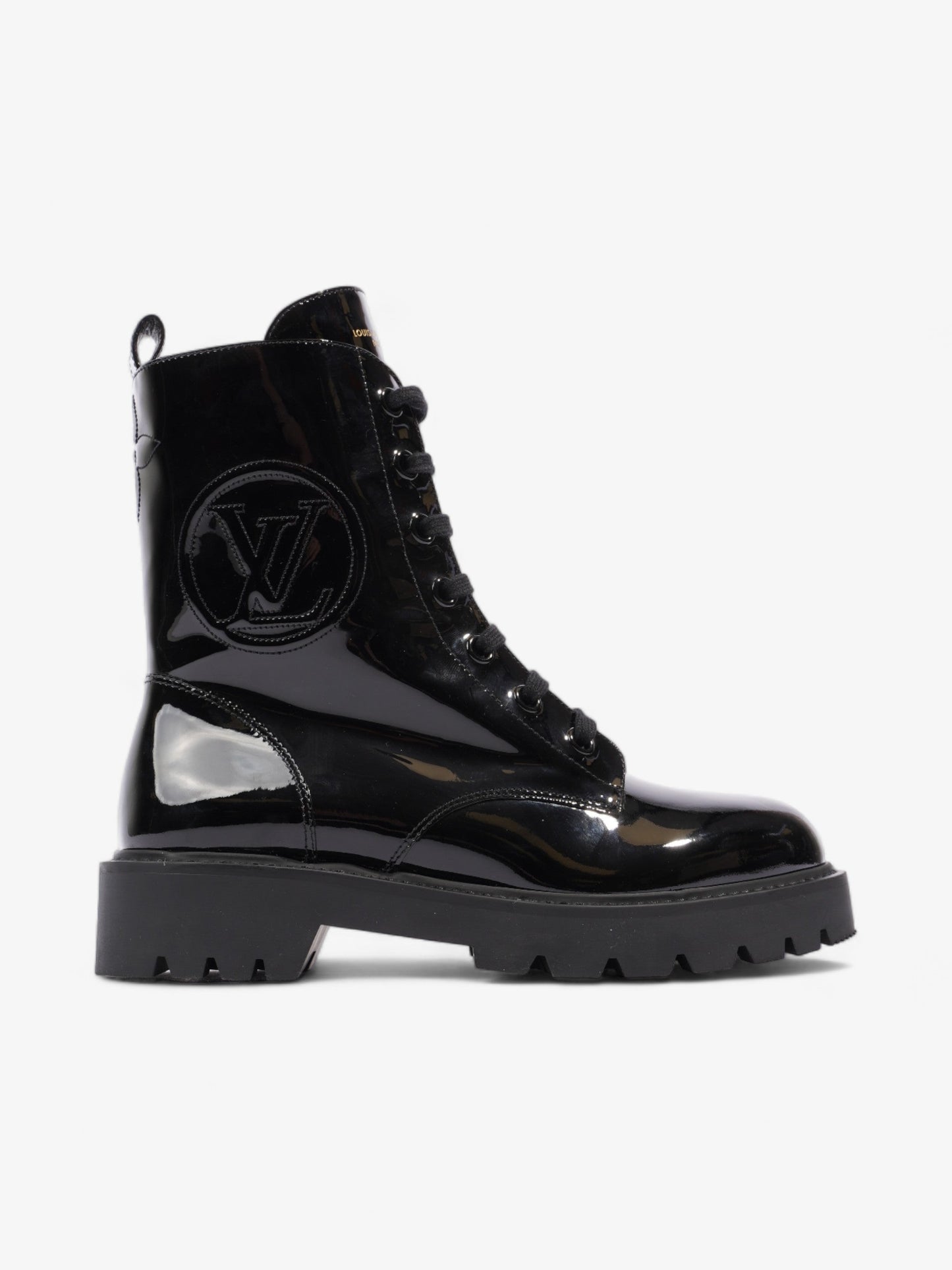 Louis Vuitton Territory Flat Ranger Boots Black Patent Leather EU 40 UK 7