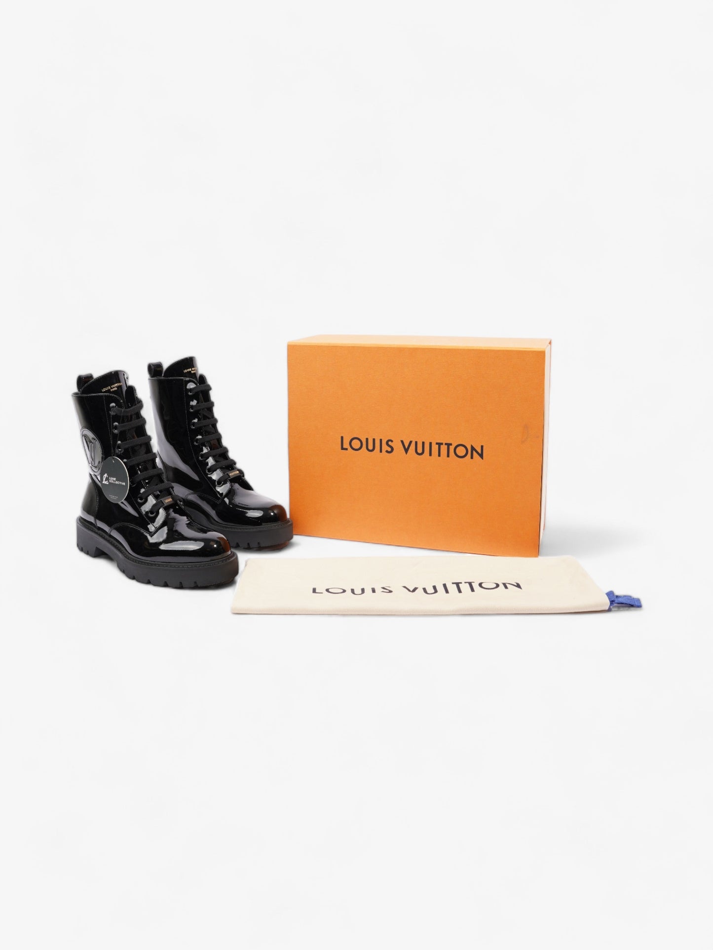 Louis Vuitton Territory Flat Ranger Boots Black Patent Leather EU 40 UK 7