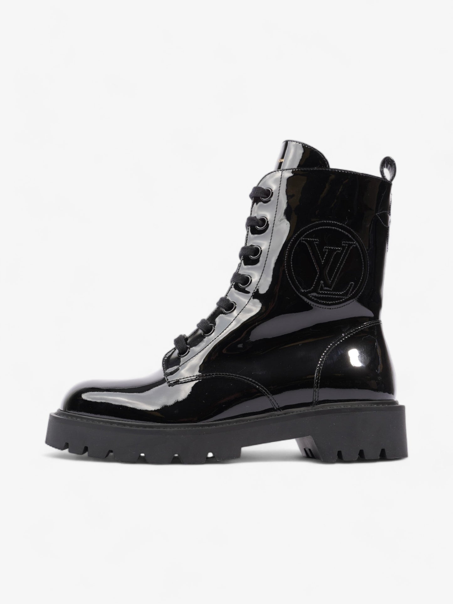 Louis Vuitton Territory Flat Ranger Boots Black Patent Leather EU 40 UK 7