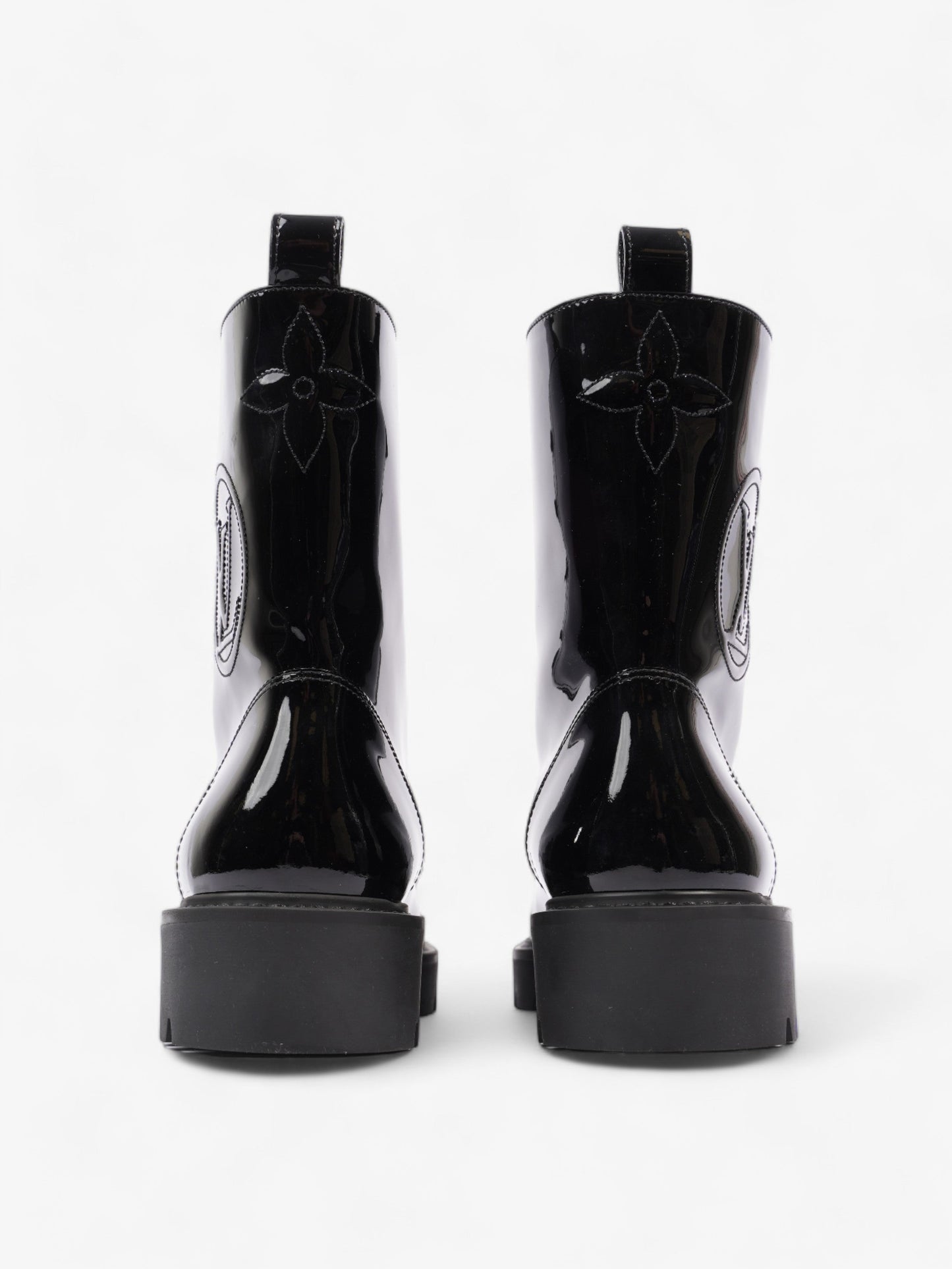 Louis Vuitton Territory Flat Ranger Boots Black Patent Leather EU 40 UK 7