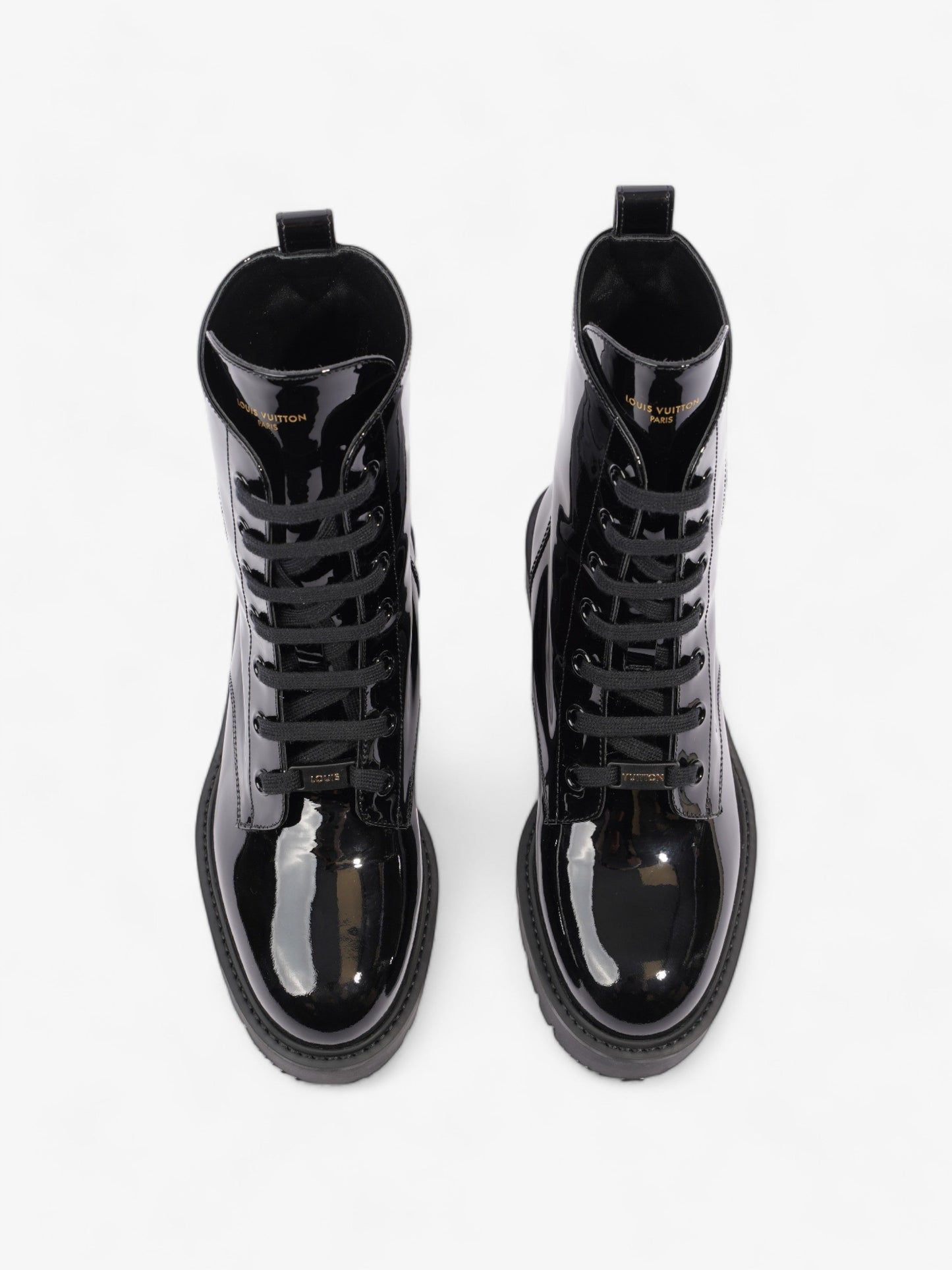 Louis Vuitton Territory Flat Ranger Boots Black Patent Leather EU 40 UK 7