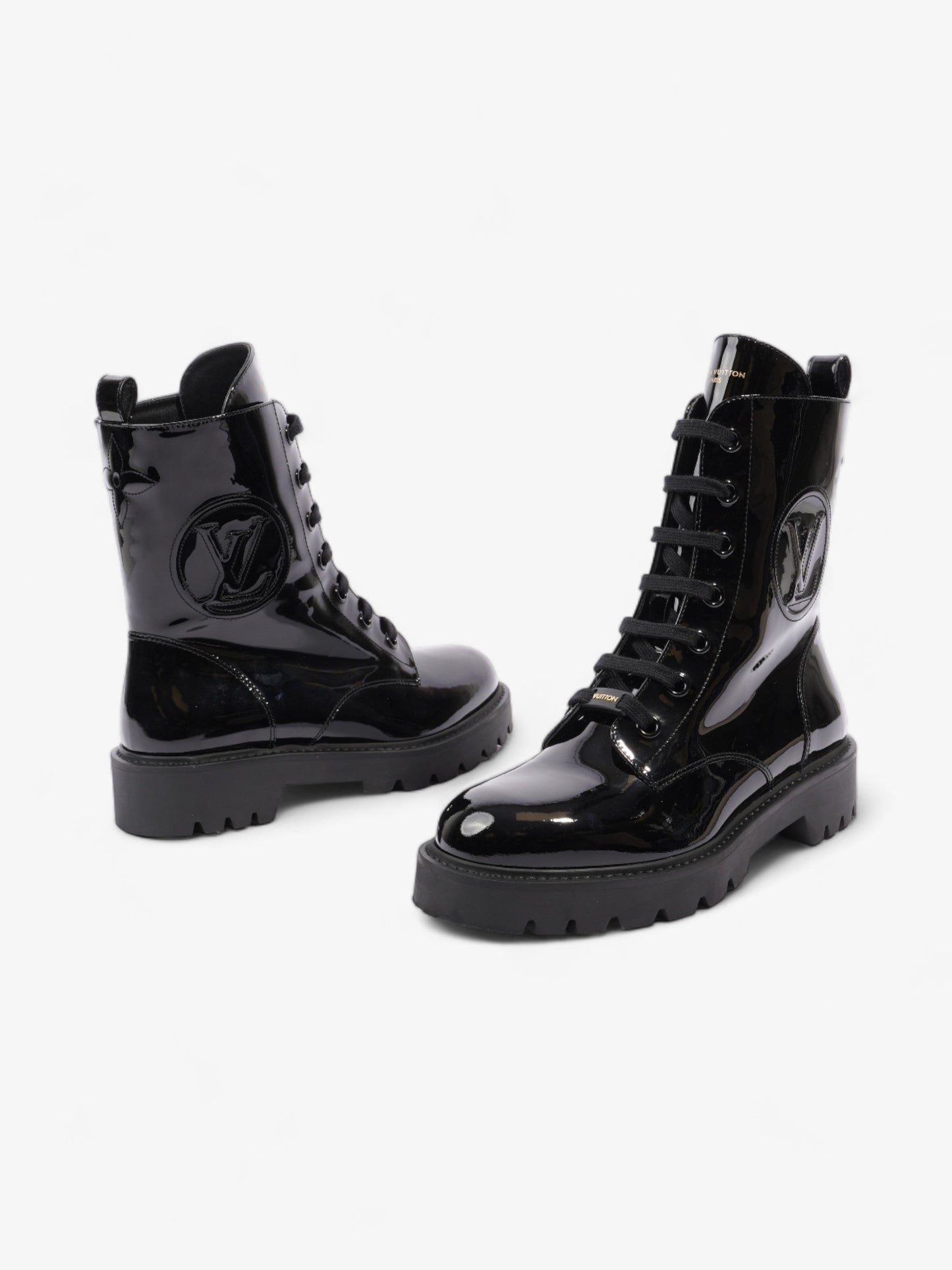 Louis Vuitton Territory Flat Ranger Boots Black Patent Leather EU 40 UK 7