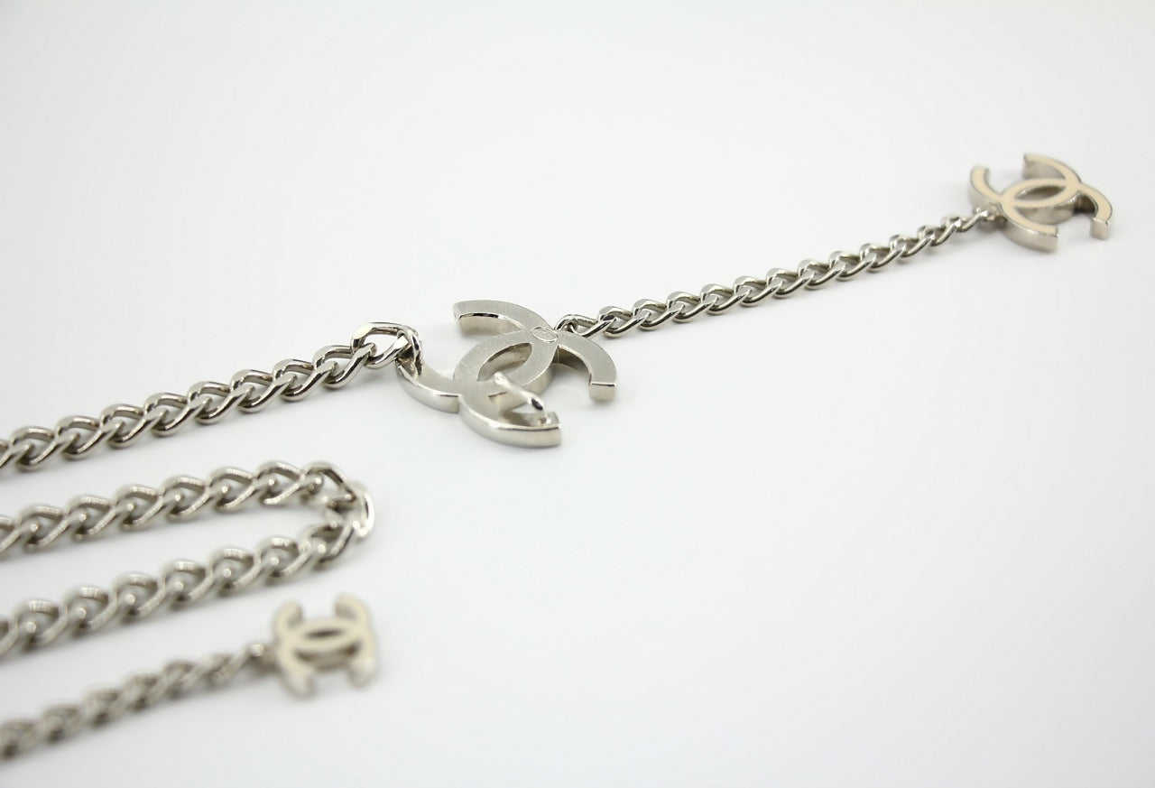 Chanel Vintage 05V Metal White Three CC Waist Chain