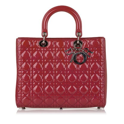 Dior Cannage Lady Dior Patent Leather Satchel (SHG-34555)