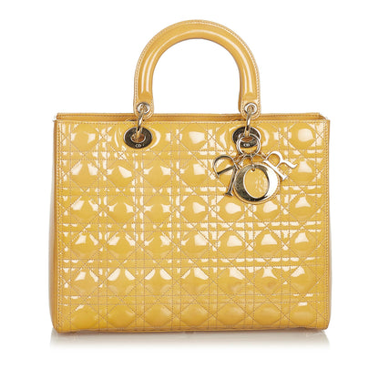 Dior Cannage Lady Dior Patent Leather Tote (SHG-25997)