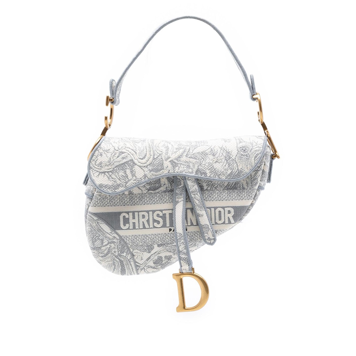 Dior Canvas Embroidered Toile de Jouy Saddle Bag