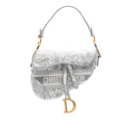 Dior Canvas Embroidered Toile de Jouy Saddle Bag