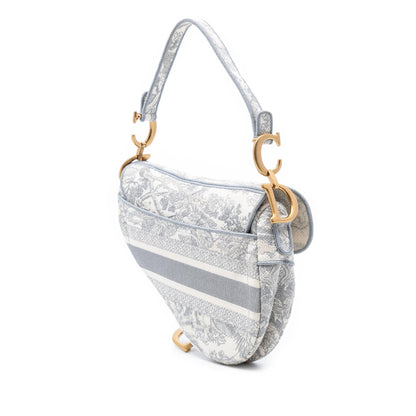 Dior Canvas Embroidered Toile de Jouy Saddle Bag