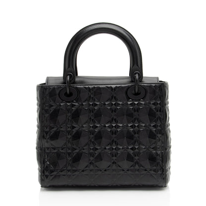 Dior Diamond Calfskin Lady Dior Medium Tote (SHF-39Dale)