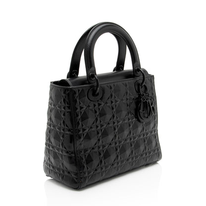 Dior Diamond Calfskin Lady Dior Medium Tote (SHF-39Dale)