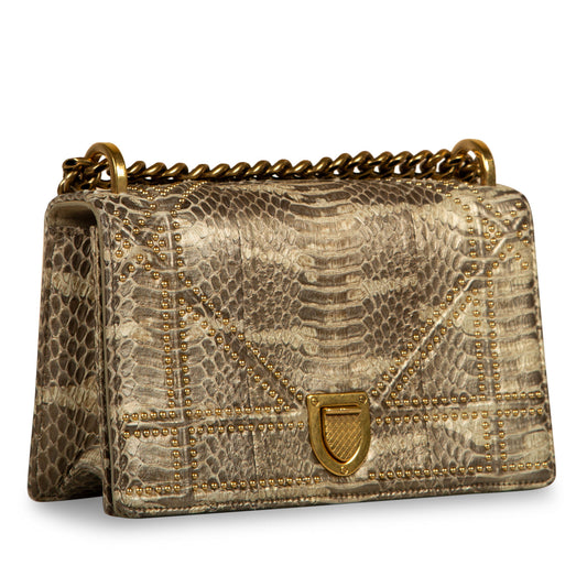 Christian Dior Small Studded Diorama - Python
