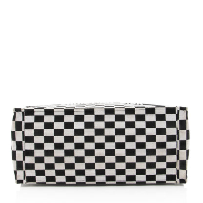 Dior Embroidered Canvas Checkered Book Tote