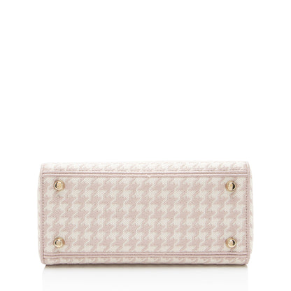 Dior Embroidered Houndstooth Canvas Lady D-Lite Medium Tote