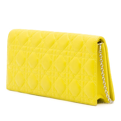 Dior Lambskin Cannage Lady Dior Wallet On Chain