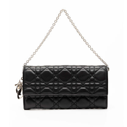 Dior Lambskin Cannage Lady Dior Wallet On Chain