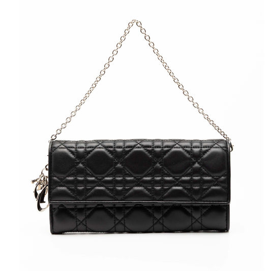 Dior Lambskin Cannage Lady Dior Wallet On Chain