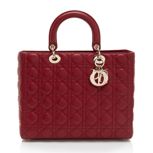 Dior Lambskin Lady Dior Large Tote (SHF-QajY9m)
