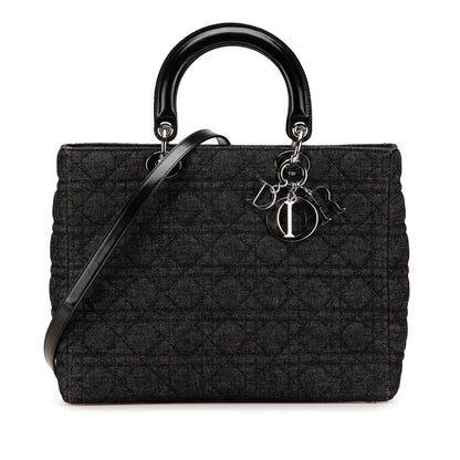 Dior Large Denim Cannage Lady Dior