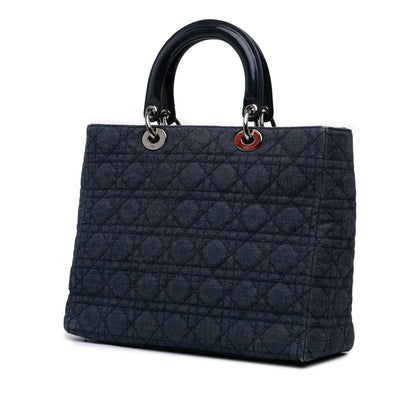 Dior Large Denim Cannage Lady Dior