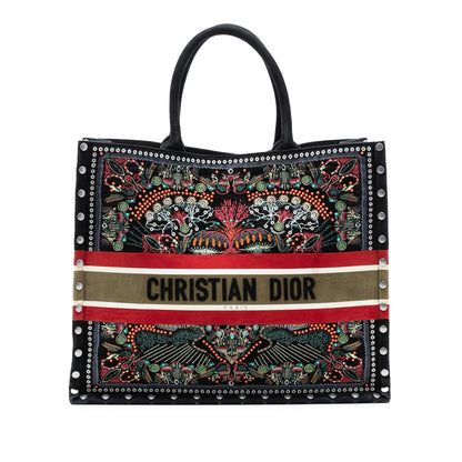 Dior Large Studded Embroidered Velvet Heart Lights Book Tote