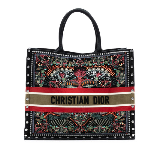 Dior Large Studded Embroidered Velvet Heart Lights Book Tote