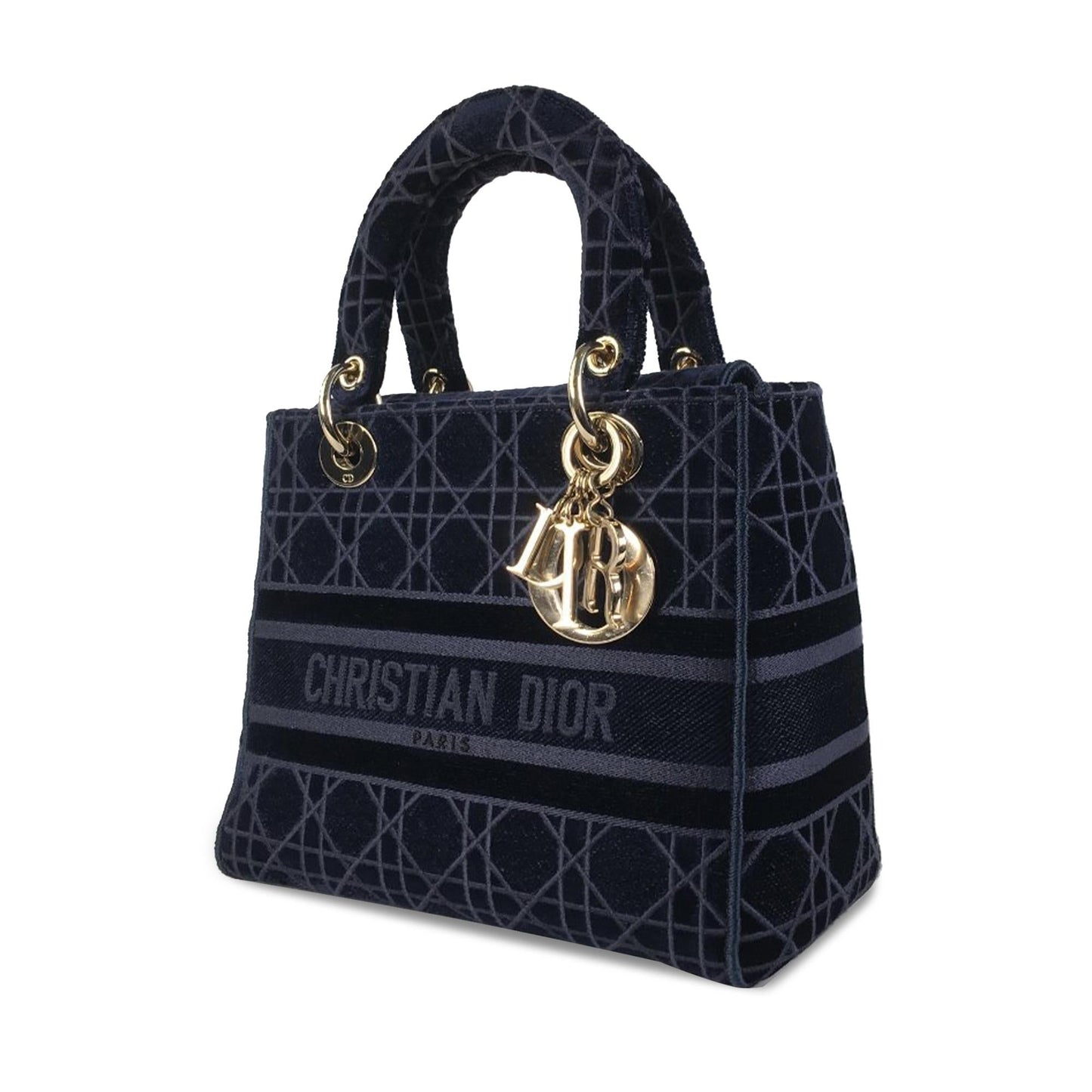 Dior Medium Cannage Velvet Lady D-Lite (SHG-2WUGyr)
