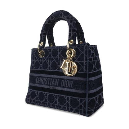 Dior Medium Cannage Velvet Lady D-Lite (SHG-2WUGyr)