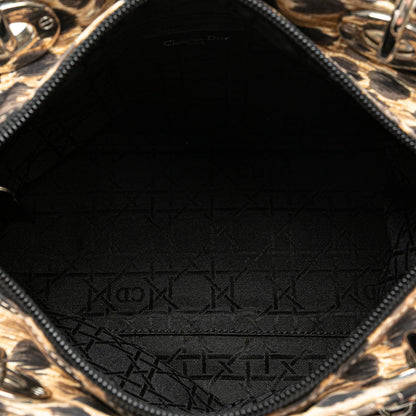 Dior Medium Canvas Cannage Leopard Print Lady Dior