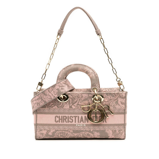 Dior Medium Canvas Embroidered Toile De Jouy Lady D Joy Satchel