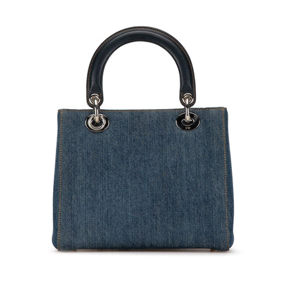 Dior Medium Denim Floral Embellished Lady Dior (SHG-9x1Q2j)