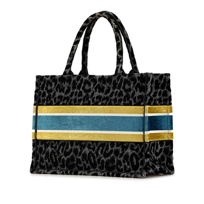 Dior Medium Embroidered Canvas Leopard Mizza Book Tote