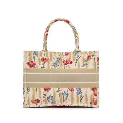 Dior Medium Embroidered Hibiscus Book Tote (SHG-zgBOJX)