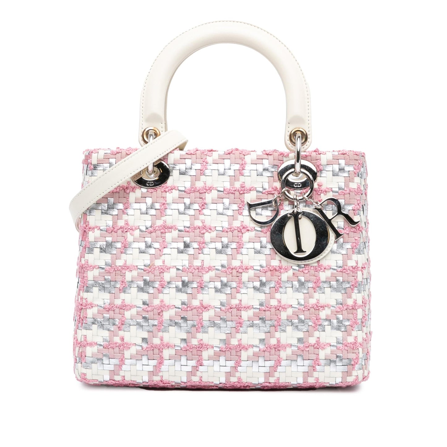 Dior Medium Lambskin And Tweed Lady Dior