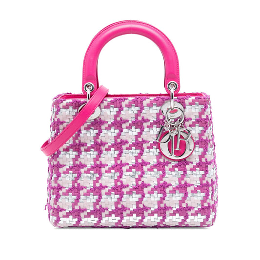 Dior Medium Lambskin And Tweed Lady Dior