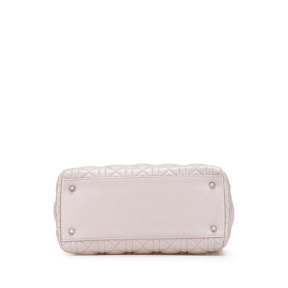 Dior Medium Lambskin Cannage Ruffle Trim Lady Dior