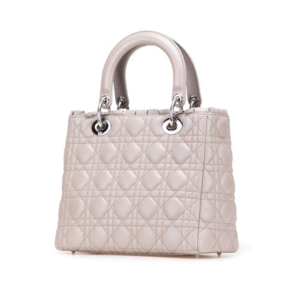 Dior Medium Lambskin Cannage Ruffle Trim Lady Dior