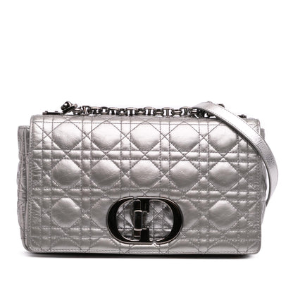 Dior Medium Metallic Calfskin Cannage Supple Caro Bag