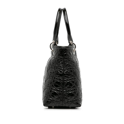 Dior Medium Patent Cannage Lady Dior Soft Shopping Tote (SHG-l67PuF)