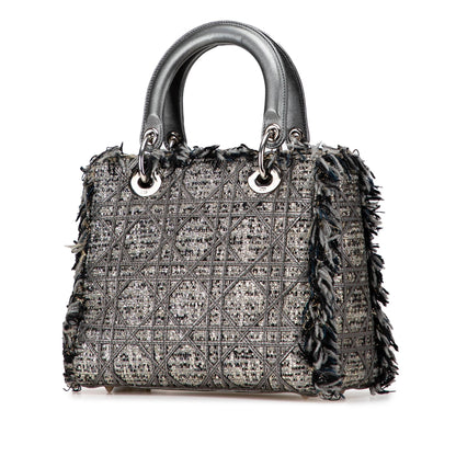 Dior Medium Tweed Cannage Fringe Lady Dior