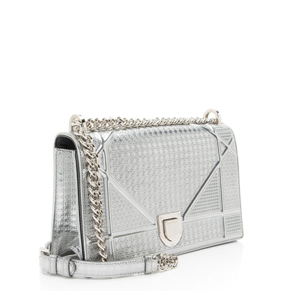 Dior Metallic Calfskin Micro Cannage Diorama Medium Shoulder Bag