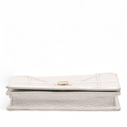 Dior Metallic Grained Calfskin Diorama Wallet On Chain