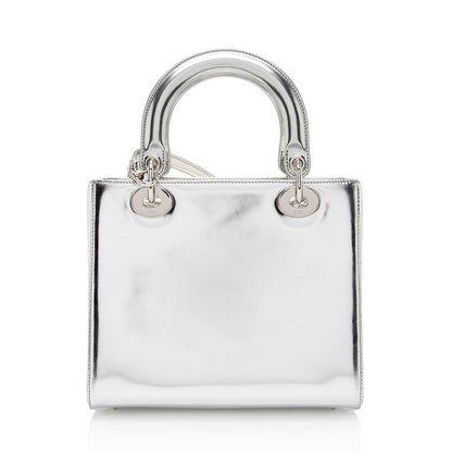 Dior Metallic Patent Leather Lady Dior Medium Tote