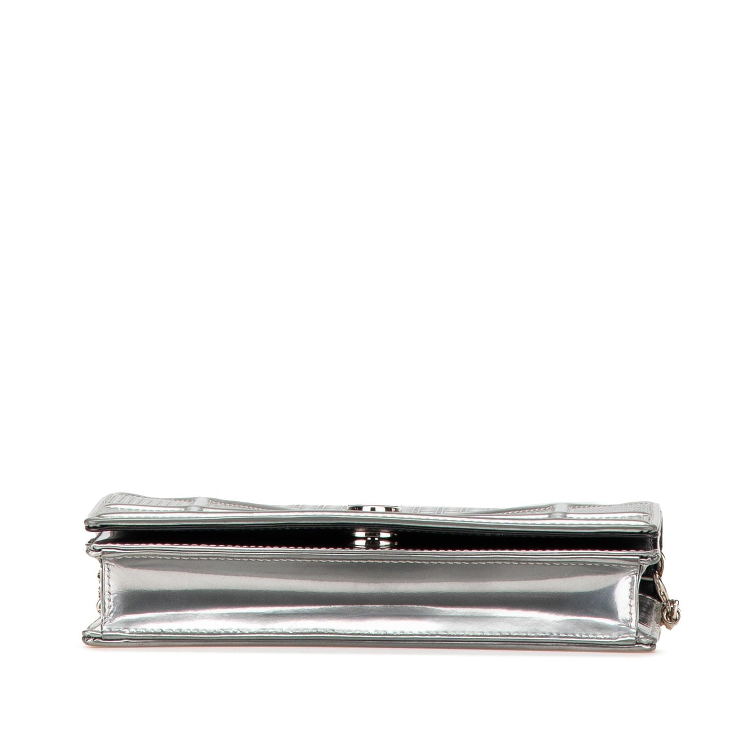 Dior Metallic Patent Microcannage Diorama Wallet on Chain