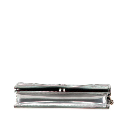 Dior Metallic Patent Microcannage Diorama Wallet on Chain