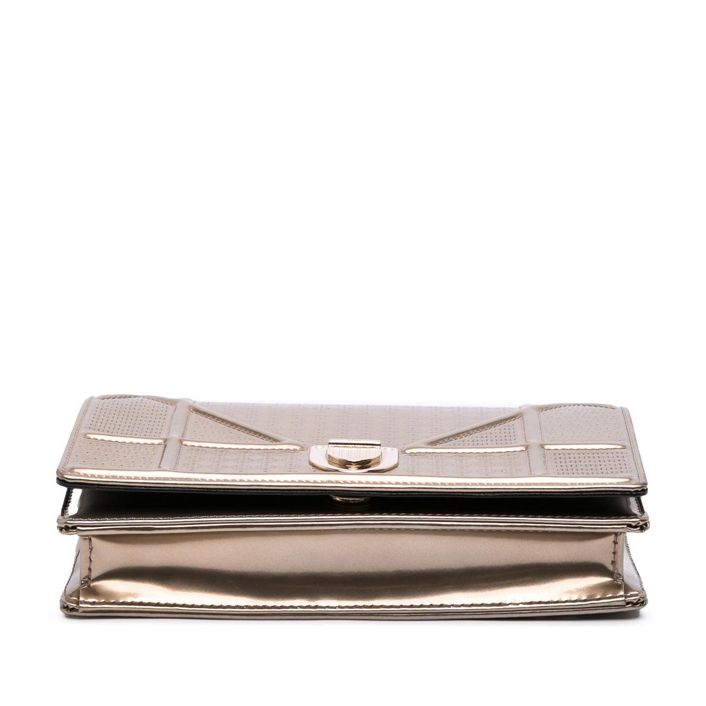 Dior Metallic Patent Microcannage Diorama Wallet on Chain