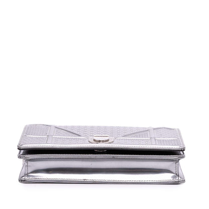 Dior Metallic Patent Microcannage Diorama Wallet on Chain